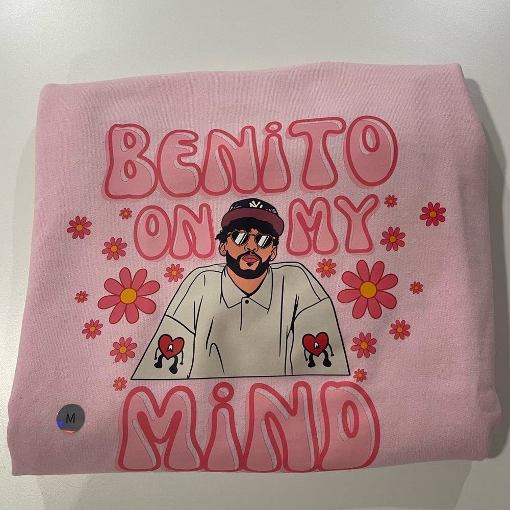 Brand New. Benito on my Mind Pink Crewneck. Size Medium